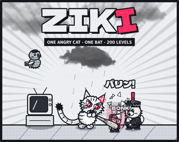 ZIKI — one angry cat, one bat, 200 levels